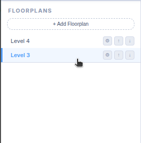 The floor plan tab bar showing several floor plans with one active