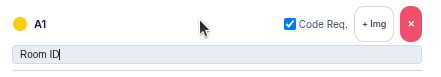 A Default Sign Types row with the colour dot, Code Req. checkbox, Img, Field and Picto buttons, delete button and description field