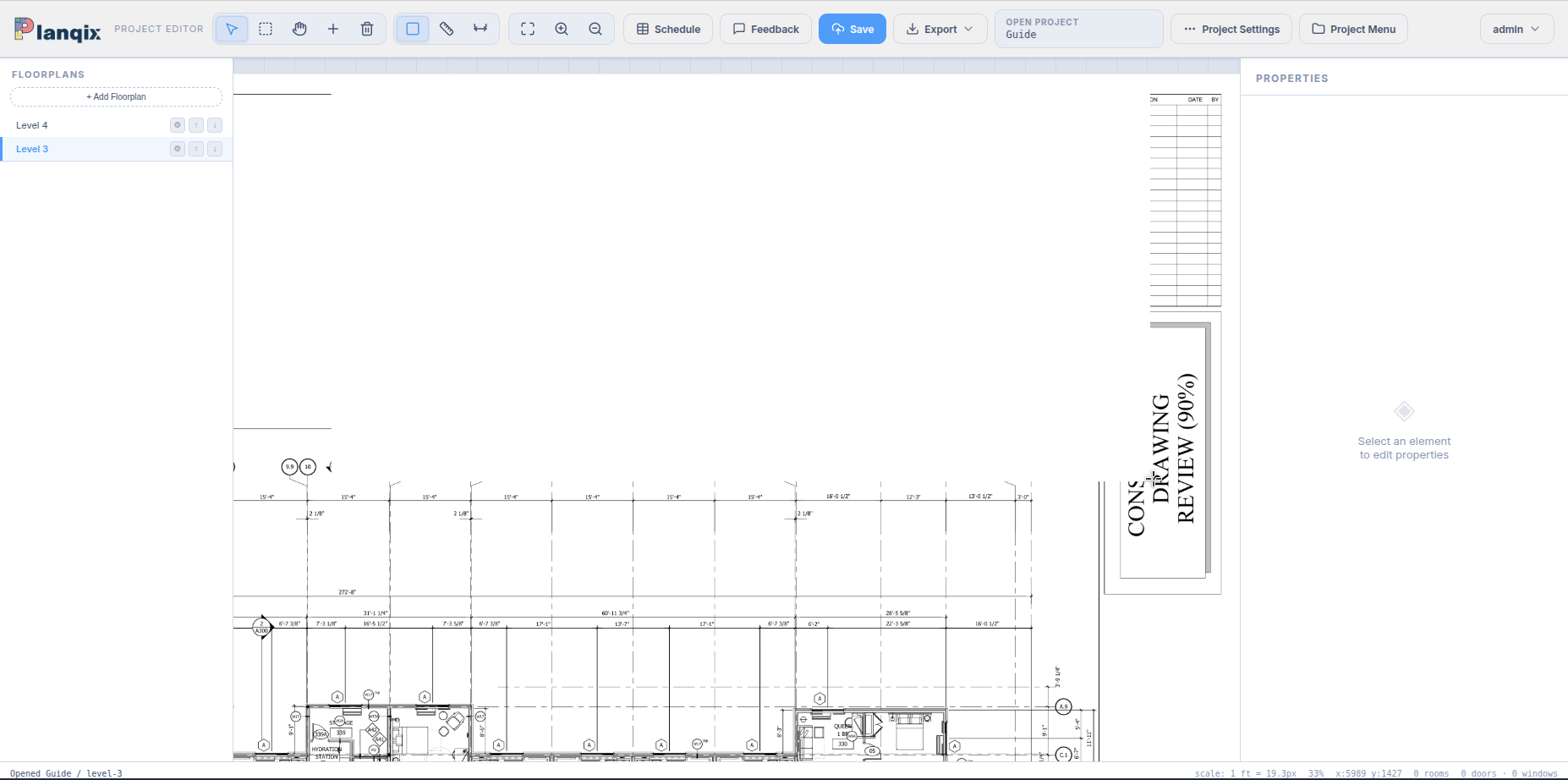 The white-out tool masking part of the background drawing with a white rectangle